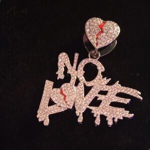 Silver Heart and Text Pendant